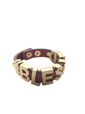 BCBG Generation Maroon Gold Faux Leather Blessed Bracelet